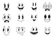 Retro face eye and lips characters design element concept illustration set