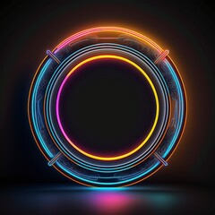 Wall Mural - round frame light neon