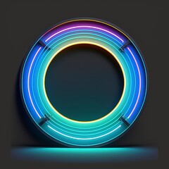 Wall Mural - round frame light neon