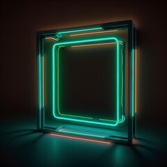 Wall Mural - square frame light neon