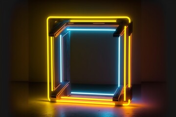 Wall Mural - square frame light neon