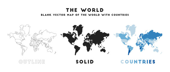 Wall Mural - The World map. Borders of The World for your infographic. Vector world shape. Vector illustration.