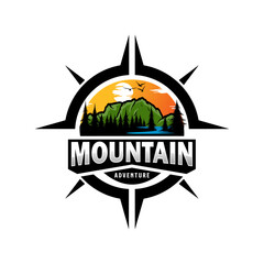 Poster - Mountain logo design vector illustration, outdoor adventure