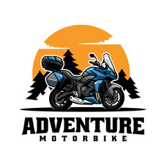 Poster - touring and adventure motorcycle logo vector