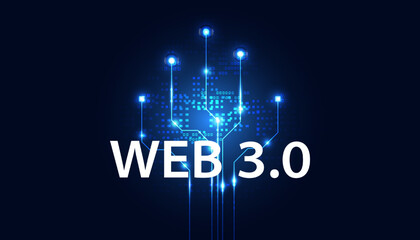 Wall Mural - abstract, web 3.0 and blockchain link, technology or concept to develop web links, decentralized, de