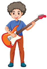 Poster - Boy playing electric guitar vector