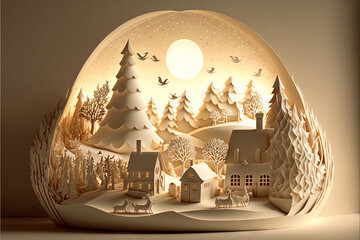 Christmas winter paper art 