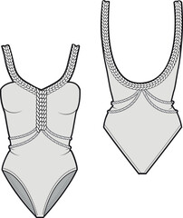 Sticker - women swimwear , ribbon details