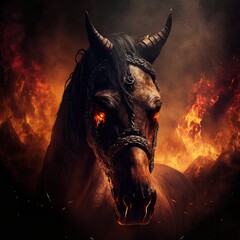 illustration horse of satan in hell made with generative ai