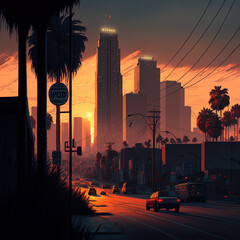 Wall Mural - los angeles sunset