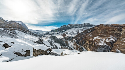 Wall Mural - Panoramic view of Shahdag mountain in winter season