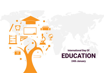 Wall Mural - international day of education background celebrated on january 24th.