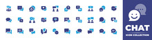 Chat Icon Collection. Duotone Color. Vector Illustration. Containing Conversation, Chat, Private Chat, Social Media, Chat Room, Communications, Notification, Speech, Response, Communication, And More.