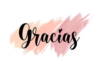Wall Mural - Gracias hand written lettering Thank you in Spanish language on abstract watercolor brushed background