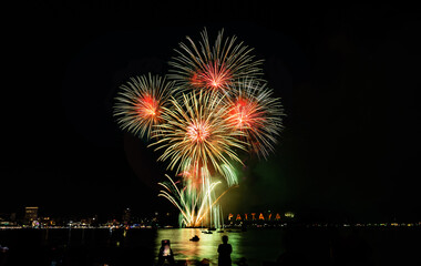 Abstract colored firework background light up the sky with dazzling display