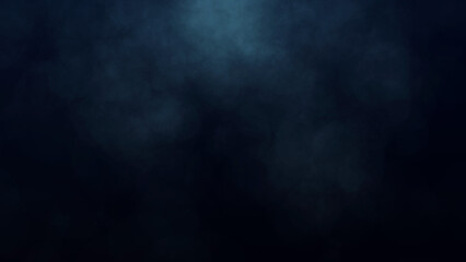 Blue smoke on dark background. Dynamic abstract fog. 3D rendering.