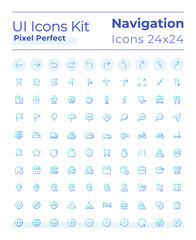 Sticker - Tracking real time location pixel perfect gradient linear ui icons set. Navigational tool. Line contour user interface symbols. Vector isolated outline illustrations. Montserrat Bold, Light fonts used