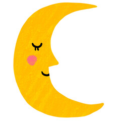 Paint brush cute line moon clipart.	
