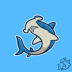 Hammerhead shark cartoon vector illustration