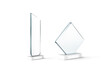Blank glass manhattan and rhombus shape award mockup, isolated