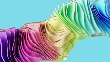 Wall Mural - 3d animation. Colorful textile pieces levitating over the blue background. Cloth waving and fluttering. Abstract fashion animated wallpaper.