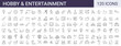 © SkyLine - Set of 120 hobby, entertainment, lifestyle line icons. Collection of thin outline icons.Vector illustration. Editable stroke