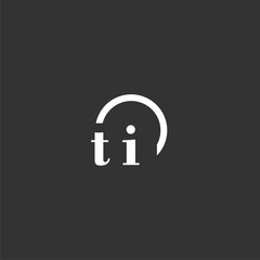 TI initial monogram logo with creative circle line design