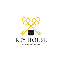 Wall Mural - key house logo design inspiration for Real estate, simple key logo template. 