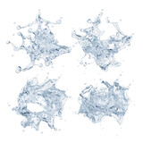 Set of pure water splashes. 3d