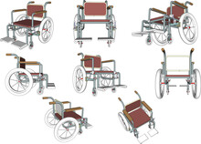 Wheelchair Icon Set Hospital Patient Medical Chair Vector Design