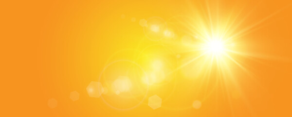 Wall Mural - Warm sun on a yellow background. sun rays.Light effect.