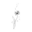 Dandelion blowing line art with hearts  