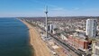 British Airways i360; tower,  Brighton beach UK Aerial view Summer drone aerial view
