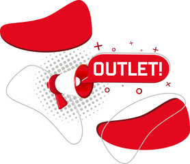 Aufkleber - Outlet. Hand Holding Megaphone With Speech Bubble