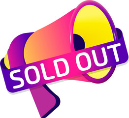 Aufkleber - Sold Out banner label, badge icon with megaphone. Flat design