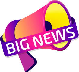 Fototapete - Big News banner label, badge icon with megaphone. Flat design