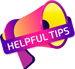 Fototapete - Helpful Tips banner label, badge icon with megaphone. Flat design