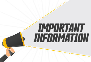 Fototapete - Important information. Megaphone in hand promotion banner. Promotional advertising, marketing speech or client support vector