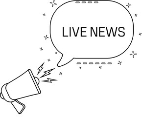 Leinwandbilder - Live news. Megaphone and colorful yellow speech bubble with quote. Blog management, blogging and writing for website. Concept poster for social networks, advertising, banner