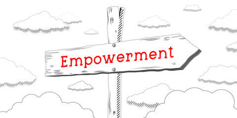 Empowerment - outline signpost with one arrow