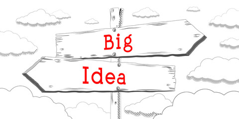 Sticker - Big idea - outline signpost with two arrows