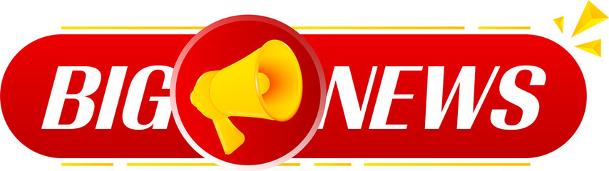 Aufkleber - Megaphone with big news on white background. Megaphone banner. Web design. Vector