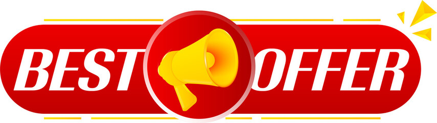 Aufkleber - Megaphone with best offer on white background. Megaphone banner. Web design. Vector