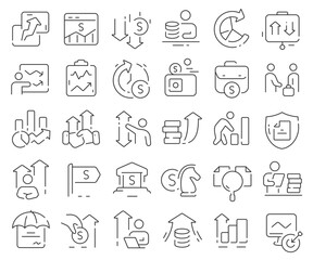 Aufkleber - Investments line icons collection. Thin outline icons pack. Vector illustration eps10
