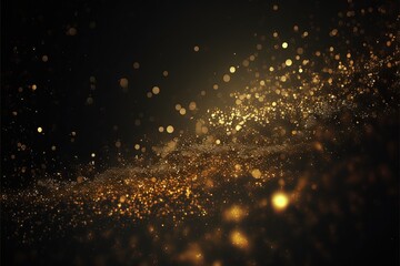 Blurred gold defocused lights and glitter abstract Generative AI background with copy space for celebration 