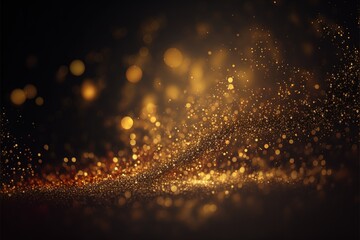 Wall Mural - Blurred gold defocused lights and glitter abstract Generative AI background with copy space for celebration 