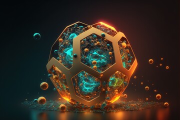 abstract illuminated molecule Generative AI, AI, Generative  
