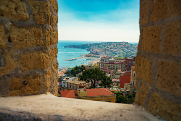 View of Naples from the window of the castle of Sant Elmo.