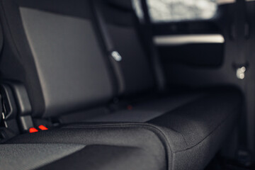 Canvas Print - Vans rear seats row close up of modern vip luxury van