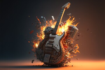 Digital illustration about guitar.